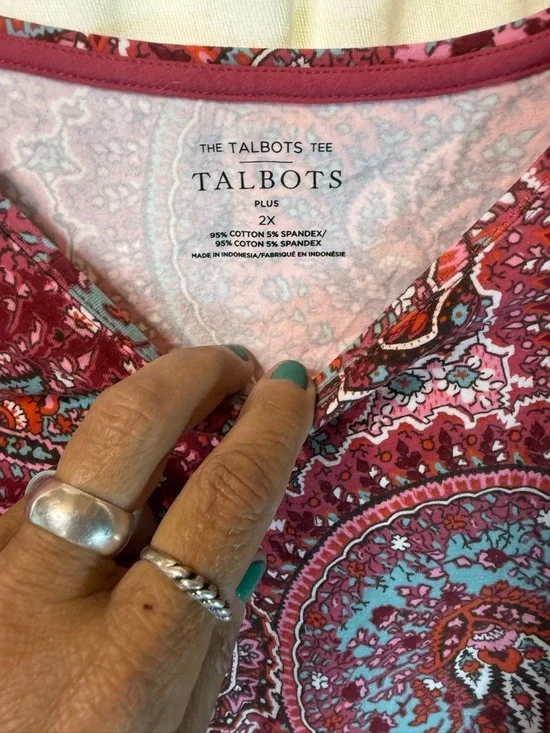 Talbots - PIMA CREWNECK TEE - CIRCLE PAISLEY - Picture 5 of 8